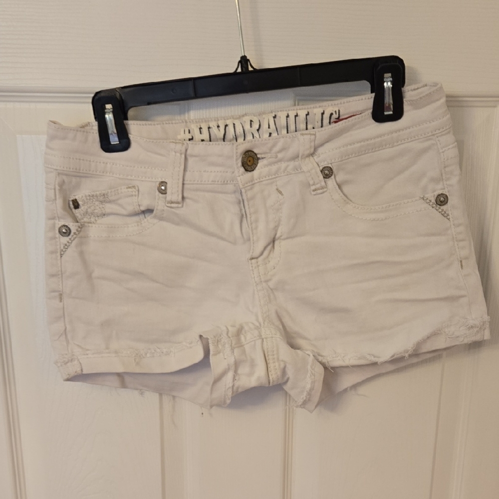 Hydraulic White Jean Shorts Distressed Casual